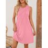 MEROKEETY Women’s 2025 Summer Sleeveless Sundress Casual Beach Vacation Crewneck Tank Mini Dress(Pink)