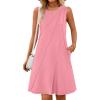 MEROKEETY Women’s 2025 Summer Sleeveless Sundress Casual Beach Vacation Crewneck Tank Mini Dress(Pink)