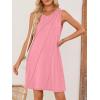 MEROKEETY Women’s 2025 Summer Sleeveless Sundress Casual Beach Vacation Crewneck Tank Mini Dress(Pink)