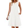 MEROKEETY Women’s 2025 Summer Sleeveless Sundress Casual Beach Vacation Crewneck Tank Mini Dress(White)
