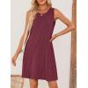 MEROKEETY Women’s 2025 Summer Sleeveless Sundress Casual Beach Vacation Crewneck Tank Mini Dress(Wine)