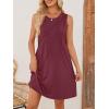 MEROKEETY Women’s 2025 Summer Sleeveless Sundress Casual Beach Vacation Crewneck Tank Mini Dress(Wine)