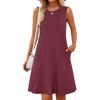 MEROKEETY Women’s 2025 Summer Sleeveless Sundress Casual Beach Vacation Crewneck Tank Mini Dress(Wine)