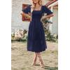MEROKEETY Women’s 2025 Summer Square Neck Puff Sleeve Boho Midi Dress Swiss Dot Ruffle Flowy Tie Back Dress(Navy)