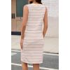 MEROKEETY Women’s 2026 Summer Casual Dress Striped Sleeveless Crew Neck Tie Waist Beach Vacation Trendy Short T Shirt Dresses(Apricot)