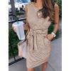 MEROKEETY Women’s 2026 Summer Casual Dress Striped Sleeveless Crew Neck Tie Waist Beach Vacation Trendy Short T Shirt Dresses(Brown)