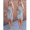 MEROKEETY Women’s 2026 Summer Casual Dress Striped Sleeveless Crew Neck Tie Waist Beach Vacation Trendy Short T Shirt Dresses(Dustyblue)