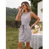 MEROKEETY Women’s 2026 Summer Casual Dress Striped Sleeveless Crew Neck Tie Waist Beach Vacation Trendy Short T Shirt Dresses(Mocha)