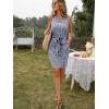 MEROKEETY Women’s 2026 Summer Casual Dress Striped Sleeveless Crew Neck Tie Waist Beach Vacation Trendy Short T Shirt Dresses(Navy)