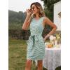 MEROKEETY Women’s 2026 Summer Casual Dress Striped Sleeveless Crew Neck Tie Waist Beach Vacation Trendy Short T Shirt Dresses(Olive)
