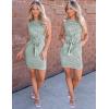 MEROKEETY Women’s 2026 Summer Casual Dress Striped Sleeveless Crew Neck Tie Waist Beach Vacation Trendy Short T Shirt Dresses(Olive)