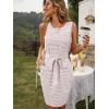 MEROKEETY Women’s 2026 Summer Casual Dress Striped Sleeveless Crew Neck Tie Waist Beach Vacation Trendy Short T Shirt Dresses(Pink)