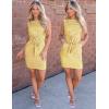 MEROKEETY Women’s 2026 Summer Casual Dress Striped Sleeveless Crew Neck Tie Waist Beach Vacation Trendy Short T Shirt Dresses(Yellow)