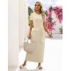MEROKEETY Women’s 2026 Summer Casual T Shirt Dresses Short Sleeve Tie Waist Long Work Beach Vacation Trendy Midi Dress(Apricot)