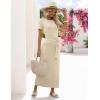 MEROKEETY Women’s 2026 Summer Casual T Shirt Dresses Short Sleeve Tie Waist Long Work Beach Vacation Trendy Midi Dress(Apricot)