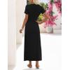 MEROKEETY Women’s 2026 Summer Casual T Shirt Dresses Short Sleeve Tie Waist Long Work Beach Vacation Trendy Midi Dress(Black)