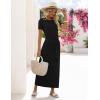 MEROKEETY Women’s 2026 Summer Casual T Shirt Dresses Short Sleeve Tie Waist Long Work Beach Vacation Trendy Midi Dress(Black)