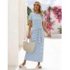 MEROKEETY Women’s 2026 Summer Casual T Shirt Dresses Short Sleeve Tie Waist Long Work Beach Vacation Trendy Midi Dress(Blue)