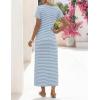 MEROKEETY Women’s 2026 Summer Casual T Shirt Dresses Short Sleeve Tie Waist Long Work Beach Vacation Trendy Midi Dress(Blue)