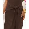 MEROKEETY Women’s 2026 Summer Casual T Shirt Dresses Short Sleeve Tie Waist Long Work Beach Vacation Trendy Midi Dress(Coffee)