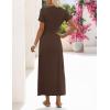 MEROKEETY Women’s 2026 Summer Casual T Shirt Dresses Short Sleeve Tie Waist Long Work Beach Vacation Trendy Midi Dress(Coffee)