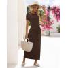 MEROKEETY Women’s 2026 Summer Casual T Shirt Dresses Short Sleeve Tie Waist Long Work Beach Vacation Trendy Midi Dress(Coffee)