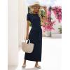 MEROKEETY Women’s 2026 Summer Casual T Shirt Dresses Short Sleeve Tie Waist Long Work Beach Vacation Trendy Midi Dress(Navy)
