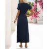 MEROKEETY Women’s 2026 Summer Casual T Shirt Dresses Short Sleeve Tie Waist Long Work Beach Vacation Trendy Midi Dress(Navy)