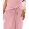 MEROKEETY Women’s 2026 Summer Casual T Shirt Dresses Short Sleeve Tie Waist Long Work Beach Vacation Trendy Midi Dress(Pink)