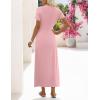 MEROKEETY Women’s 2026 Summer Casual T Shirt Dresses Short Sleeve Tie Waist Long Work Beach Vacation Trendy Midi Dress(Pink)