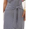 MEROKEETY Women’s 2026 Summer Casual T Shirt Dresses Short Sleeve Tie Waist Long Work Beach Vacation Trendy Midi Dress(Stripe Navy)