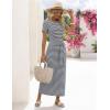 MEROKEETY Women’s 2026 Summer Casual T Shirt Dresses Short Sleeve Tie Waist Long Work Beach Vacation Trendy Midi Dress(Stripe Navy)