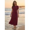 MEROKEETY Women’s 2026 Summer Casual T Shirt Dresses Short Sleeve Tie Waist Long Work Beach Vacation Trendy Midi Dress(Wine Red)