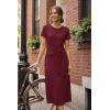 MEROKEETY Women’s 2026 Summer Casual T Shirt Dresses Short Sleeve Tie Waist Long Work Beach Vacation Trendy Midi Dress(Wine Red)