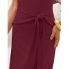 MEROKEETY Women’s 2026 Summer Casual T Shirt Dresses Short Sleeve Tie Waist Long Work Beach Vacation Trendy Midi Dress(Wine Red)