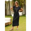 MEROKEETY Women’s 2026 Summer Casual Tshirt Dress Short Sleeve Crew Neck Beach Long Maxi Dresses(Black)