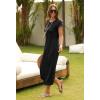 MEROKEETY Women’s 2026 Summer Casual Tshirt Dress Short Sleeve Crew Neck Beach Long Maxi Dresses(Black)