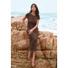 MEROKEETY Women’s 2026 Summer Casual Tshirt Dress Short Sleeve Crew Neck Beach Long Maxi Dresses(Coffee)