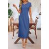MEROKEETY Women’s 2026 Summer Casual Tshirt Dress Short Sleeve Crew Neck Beach Long Maxi Dresses(Dark Blue)