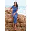 MEROKEETY Women’s 2026 Summer Casual Tshirt Dress Short Sleeve Crew Neck Beach Long Maxi Dresses(Dark Blue)
