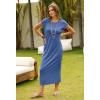 MEROKEETY Women’s 2026 Summer Casual Tshirt Dress Short Sleeve Crew Neck Beach Long Maxi Dresses(Dark Blue)