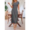 MEROKEETY Women’s 2026 Summer Casual Tshirt Dress Short Sleeve Crew Neck Beach Long Maxi Dresses(Dark Grey)
