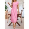 MEROKEETY Women’s 2026 Summer Casual Tshirt Dress Short Sleeve Crew Neck Beach Long Maxi Dresses(Light Pink)