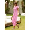 MEROKEETY Women’s 2026 Summer Casual Tshirt Dress Short Sleeve Crew Neck Beach Long Maxi Dresses(Light Pink)