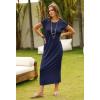 MEROKEETY Women’s 2026 Summer Casual Tshirt Dress Short Sleeve Crew Neck Beach Long Maxi Dresses(Navy)