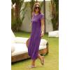 MEROKEETY Women’s 2026 Summer Casual Tshirt Dress Short Sleeve Crew Neck Beach Long Maxi Dresses(Purple)
