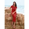 MEROKEETY Women’s 2026 Summer Casual Tshirt Dress Short Sleeve Crew Neck Beach Long Maxi Dresses(Red)