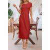 MEROKEETY Women’s 2026 Summer Casual Tshirt Dress Short Sleeve Crew Neck Beach Long Maxi Dresses(Red)