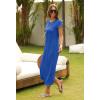 MEROKEETY Women’s 2026 Summer Casual Tshirt Dress Short Sleeve Crew Neck Beach Long Maxi Dresses(Royalblue)