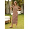 MEROKEETY Women’s 2026 Summer Casual Tshirt Dress Short Sleeve Crew Neck Beach Long Maxi Dresses(Striped Bbrown)